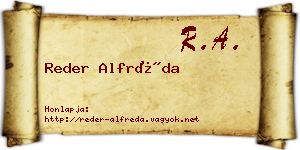 Reder Alfréda névjegykártya
